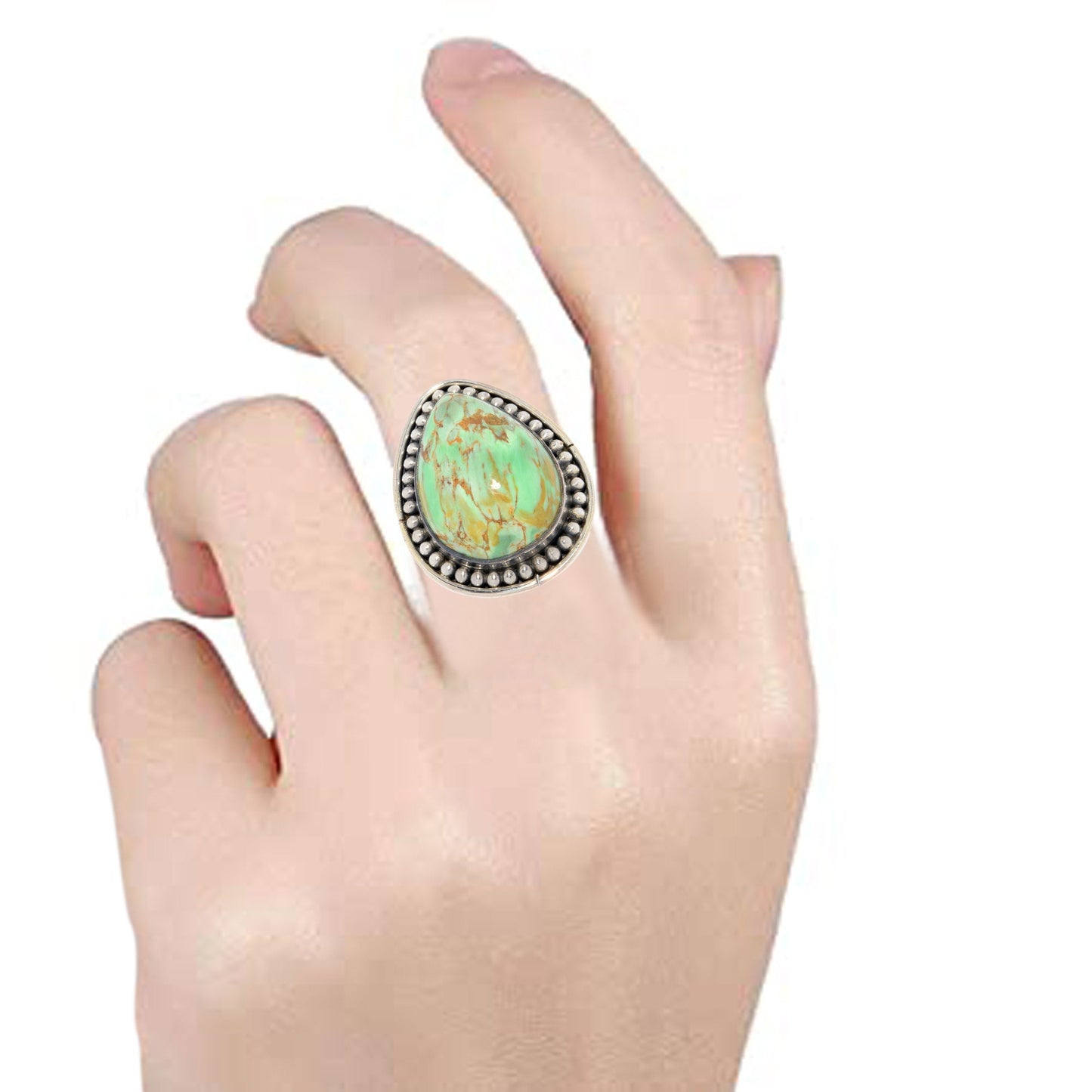 925 Sterling Silver Kingman Turquoise Gemstone Solitaire Ring