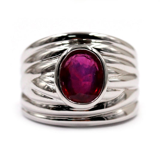 925 Sterling Silver Glass Filled Ruby Gemstone Cluster Ring