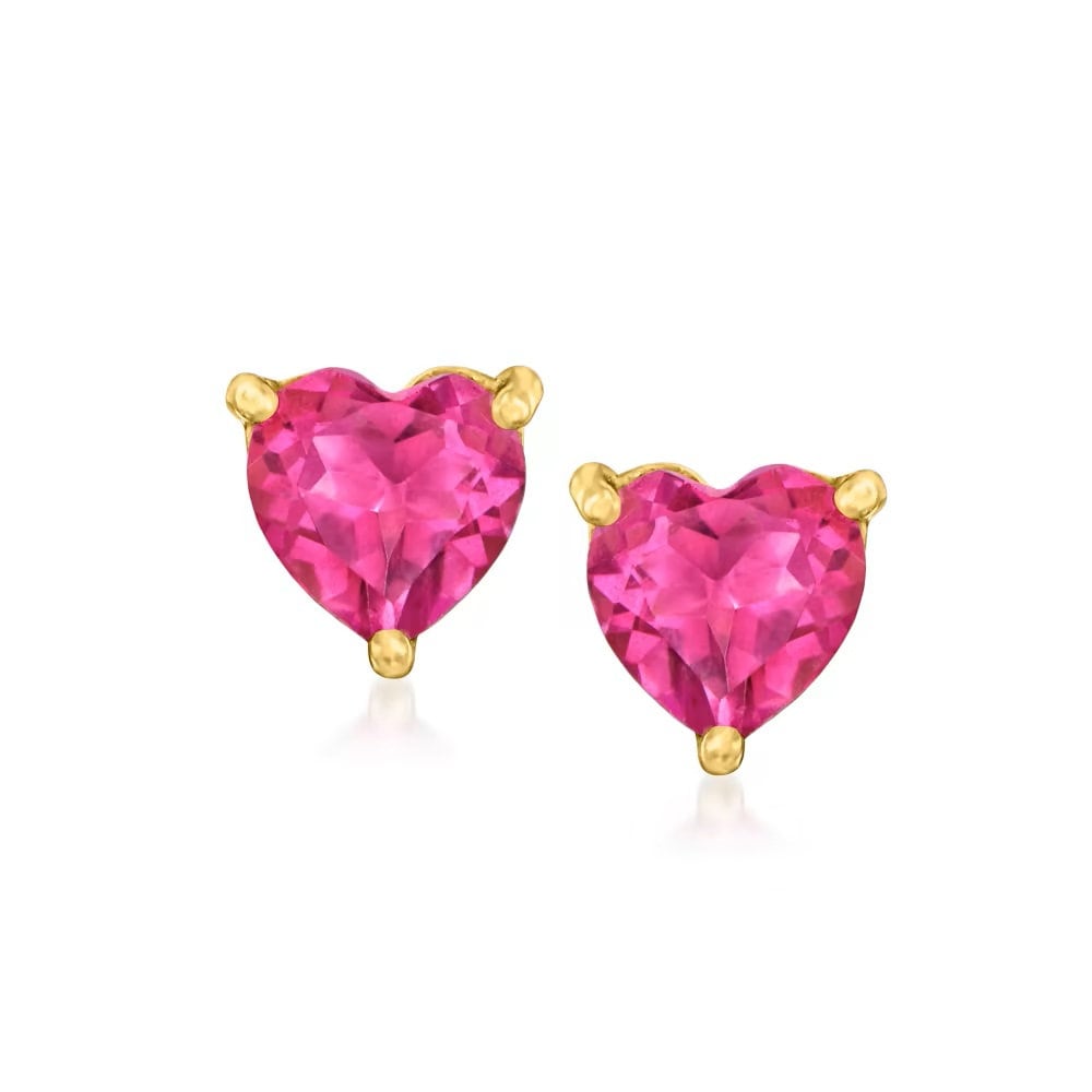 18k Yellow Gold Plated Over Sterling Silver Pink Topaz Gemstone Pendant, Earrings And Ring Jewelry Sets