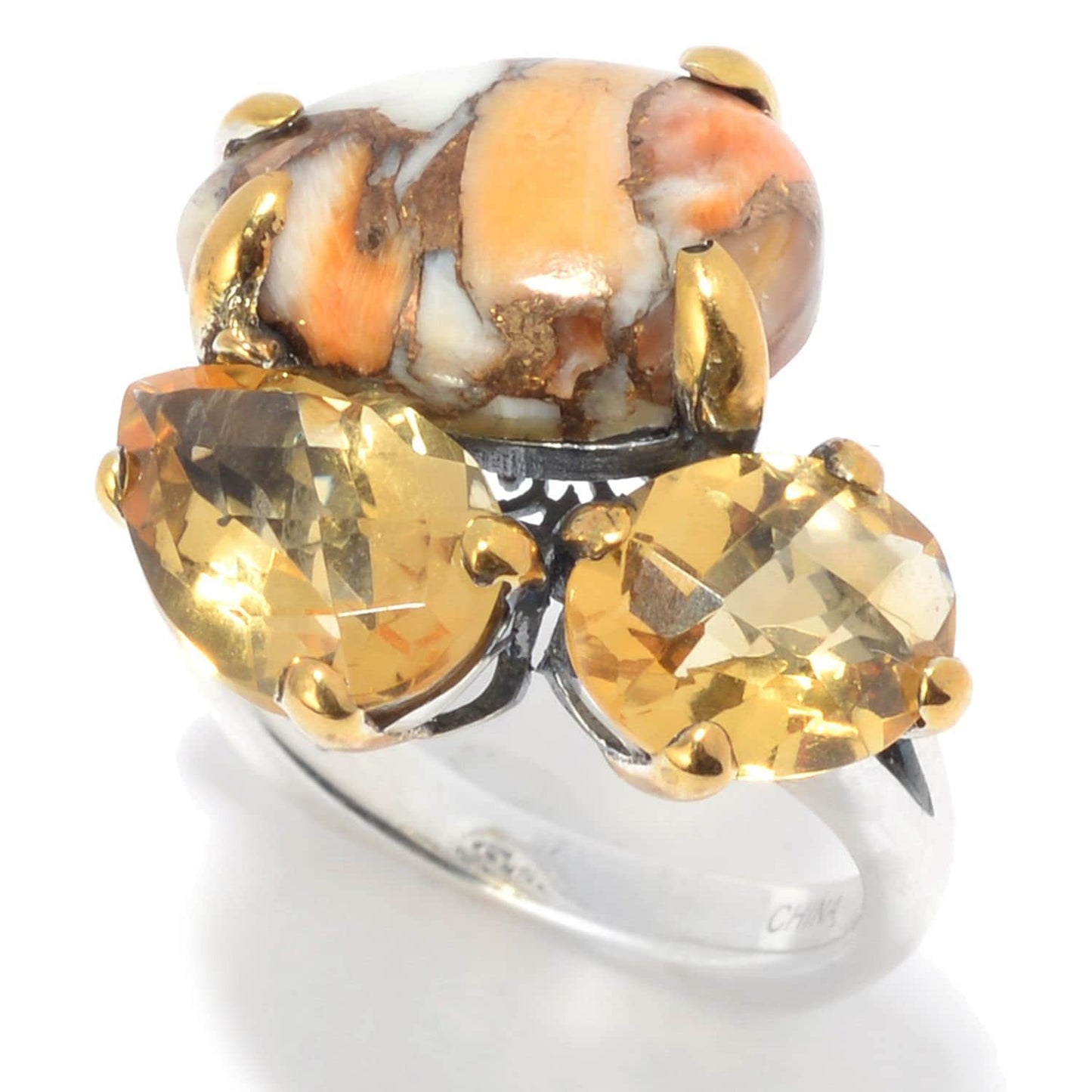 925 Sterling Silver Pink Amethyst and Charoite 3-Stone Ring