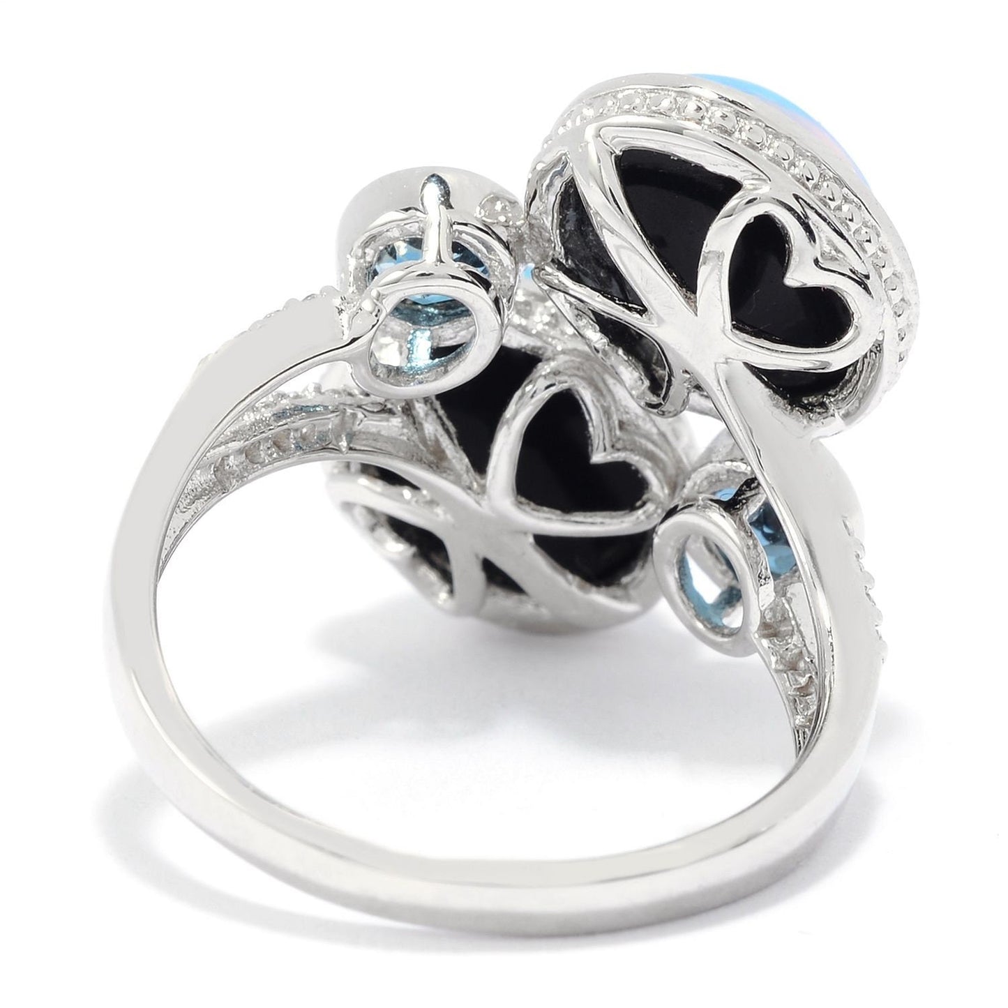 925 Sterling Silver Ethiopian Opal and London Blue Topaz Gemstone Rings