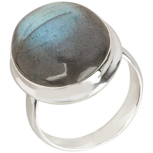 Sterling Silver Labradorite Gemstone Solitaire Boho Ring For Womens