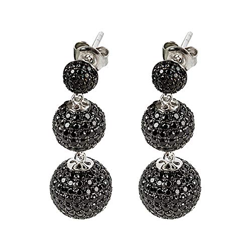 925 Sterling Silver Black Spinel Drop Earrings