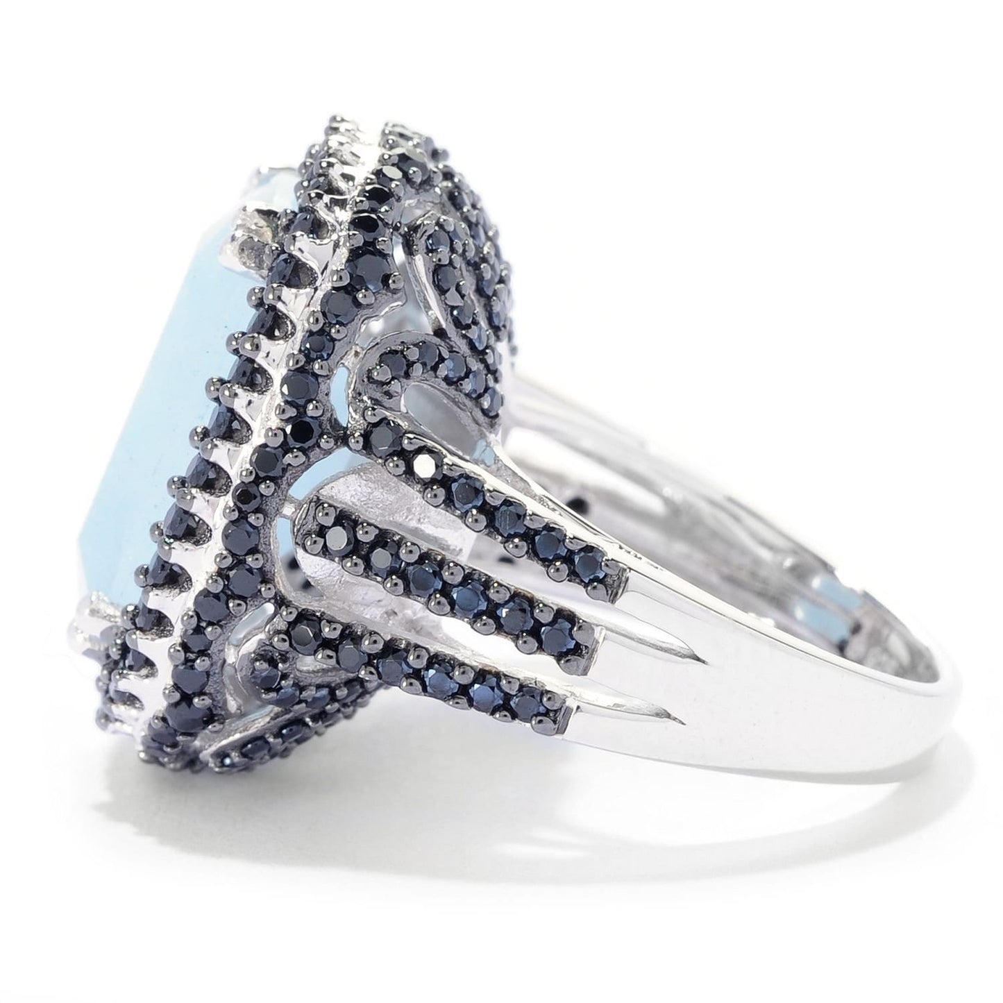 925 Sterling Silver Milky Aquamarine Gemstone Cocktail Rings