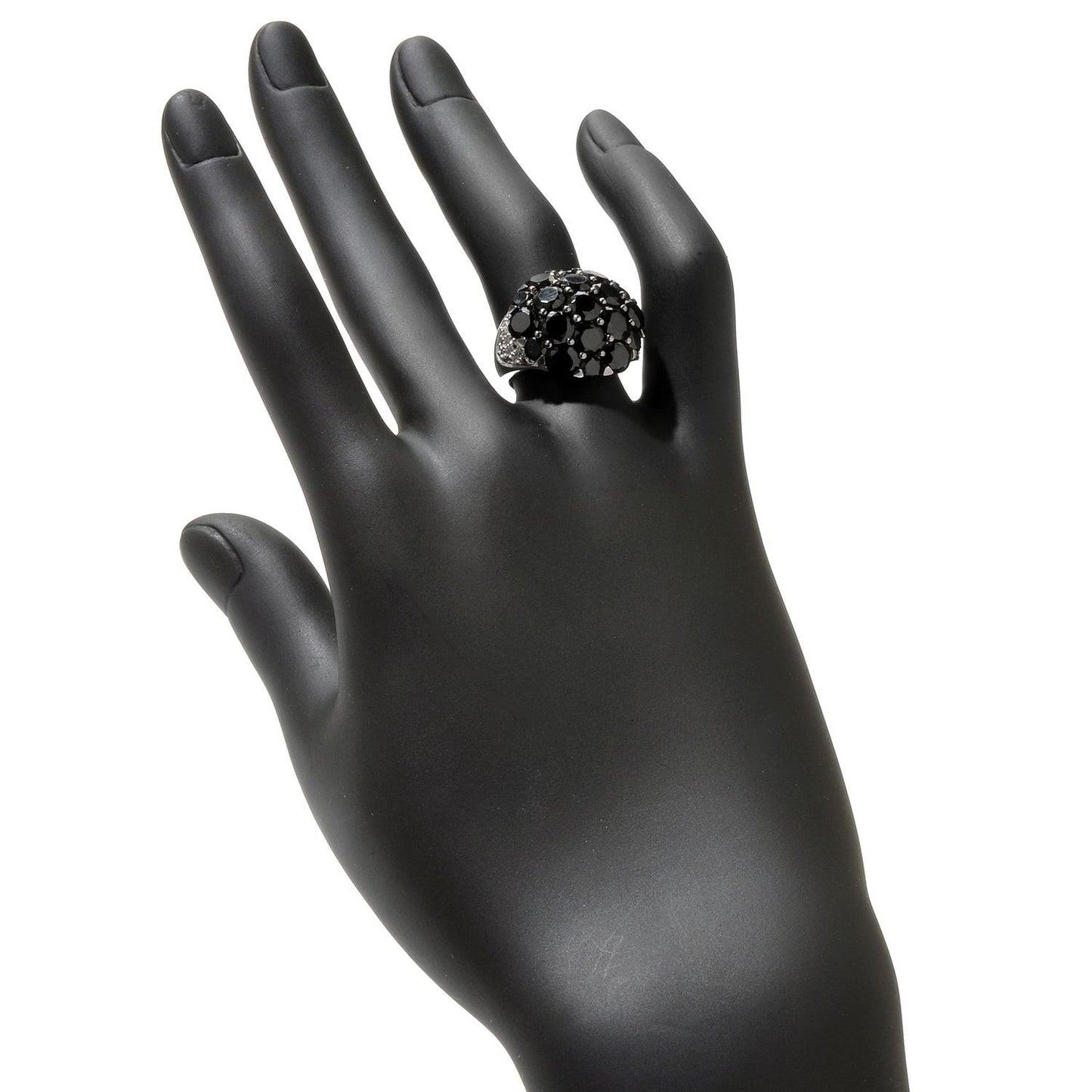 925 Sterling Silver Black Spinel and White Topaz Gemstone Cluster Rings