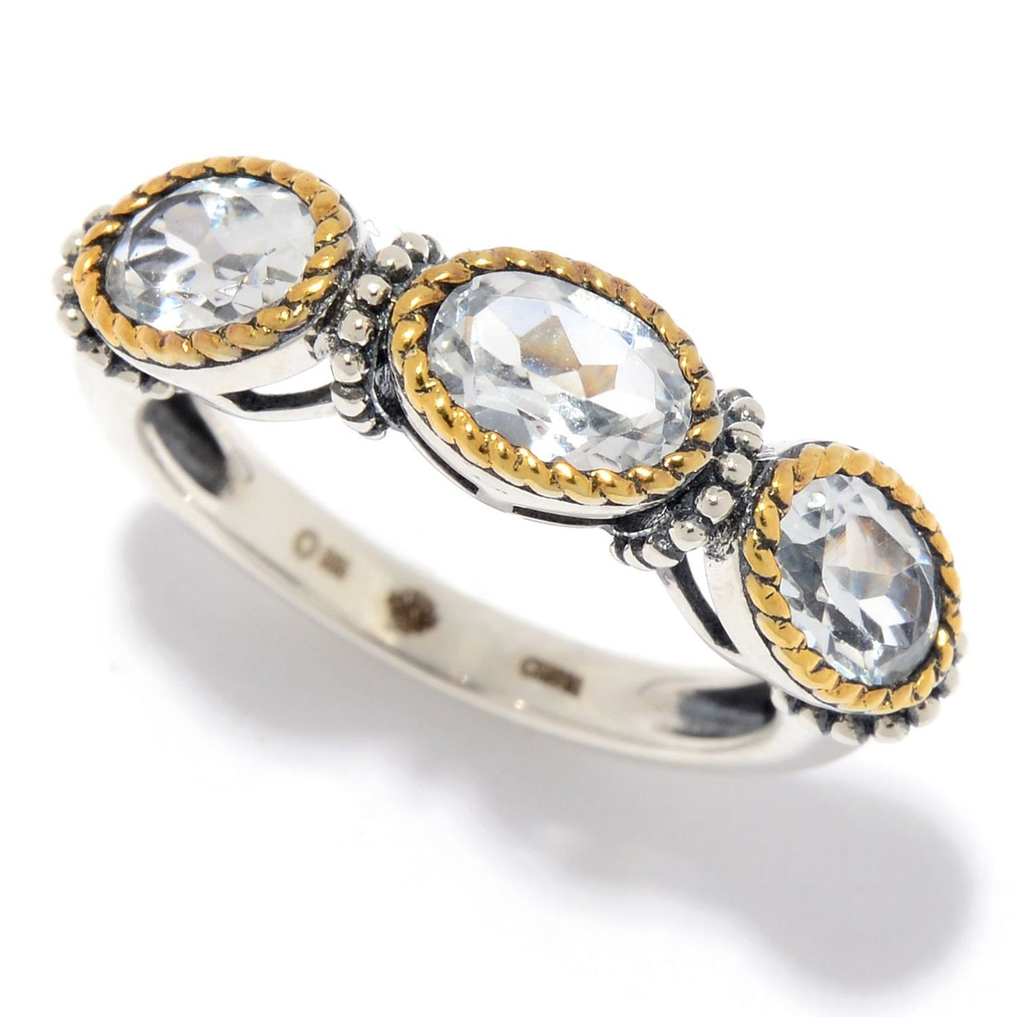 925 Sterling Silver Swiss Blue Topaz 3-Stone Rings