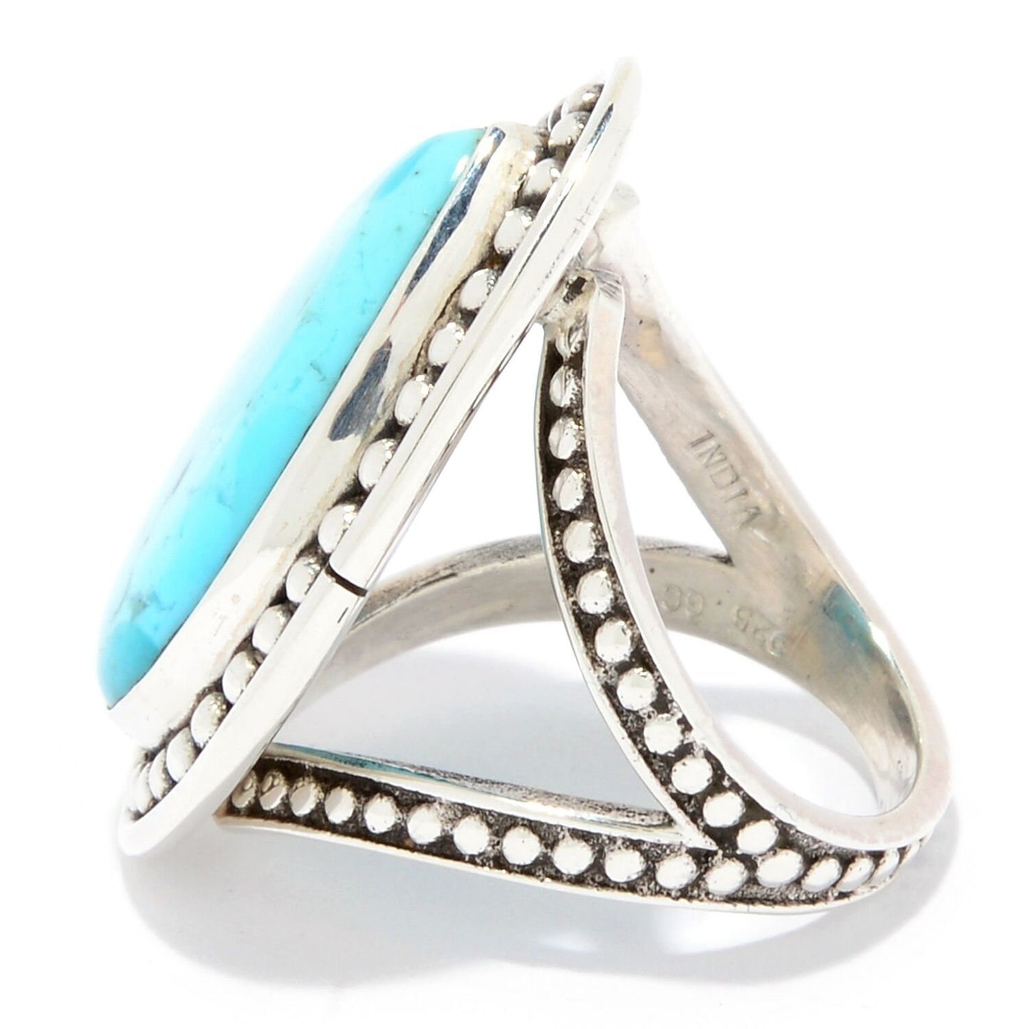 925 Sterling Silver Kingman Turquoise Gemstone Solitaire Ring