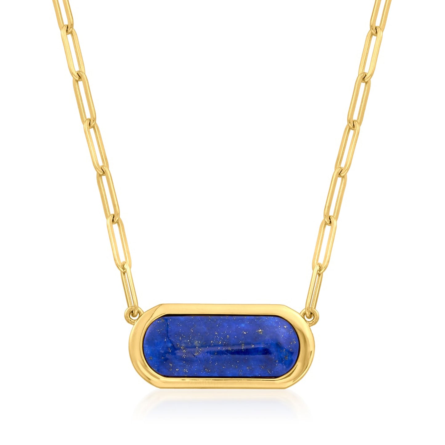 18k Yellow Plating Over Sterling Silver Lapis Lazuli Necklace