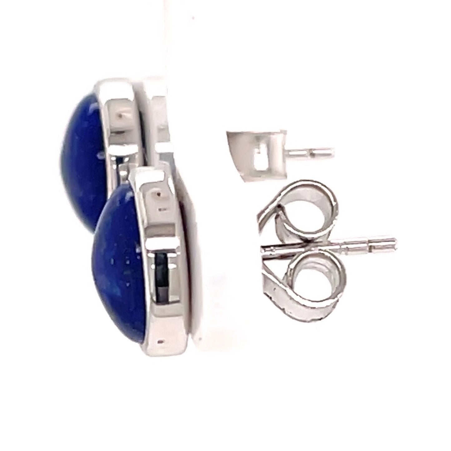 925 Sterling Silver Lapis Lazulli Gemstone Stud Earrings