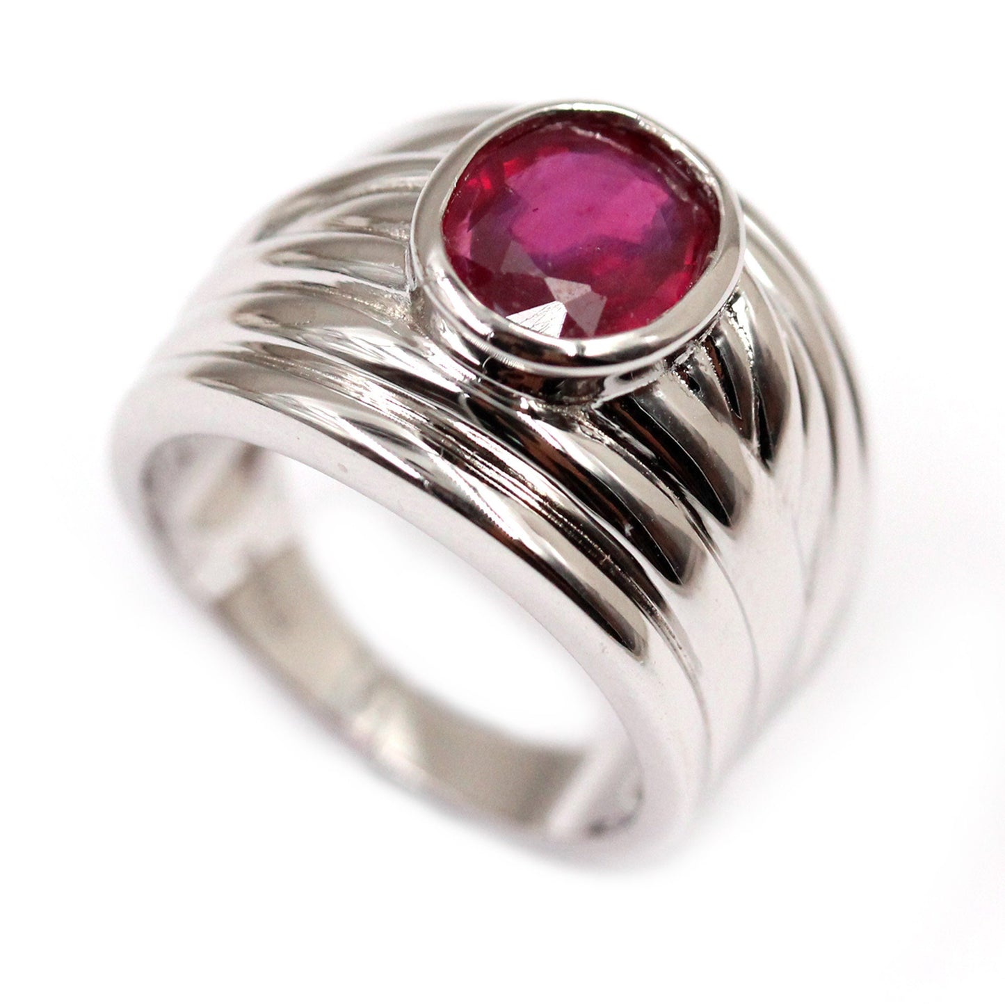 925 Sterling Silver Glass Filled Ruby Gemstone Cluster Ring