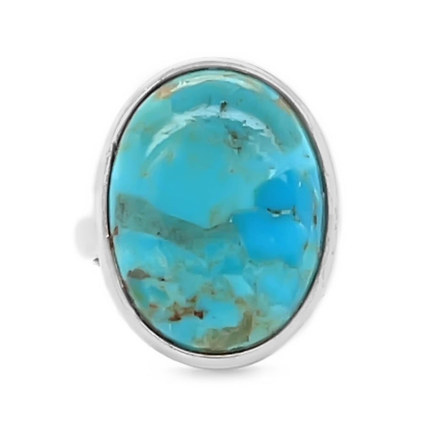 Sterling Silver Blue Mohave Turquoise Gemstone Solitaire Boho Ring