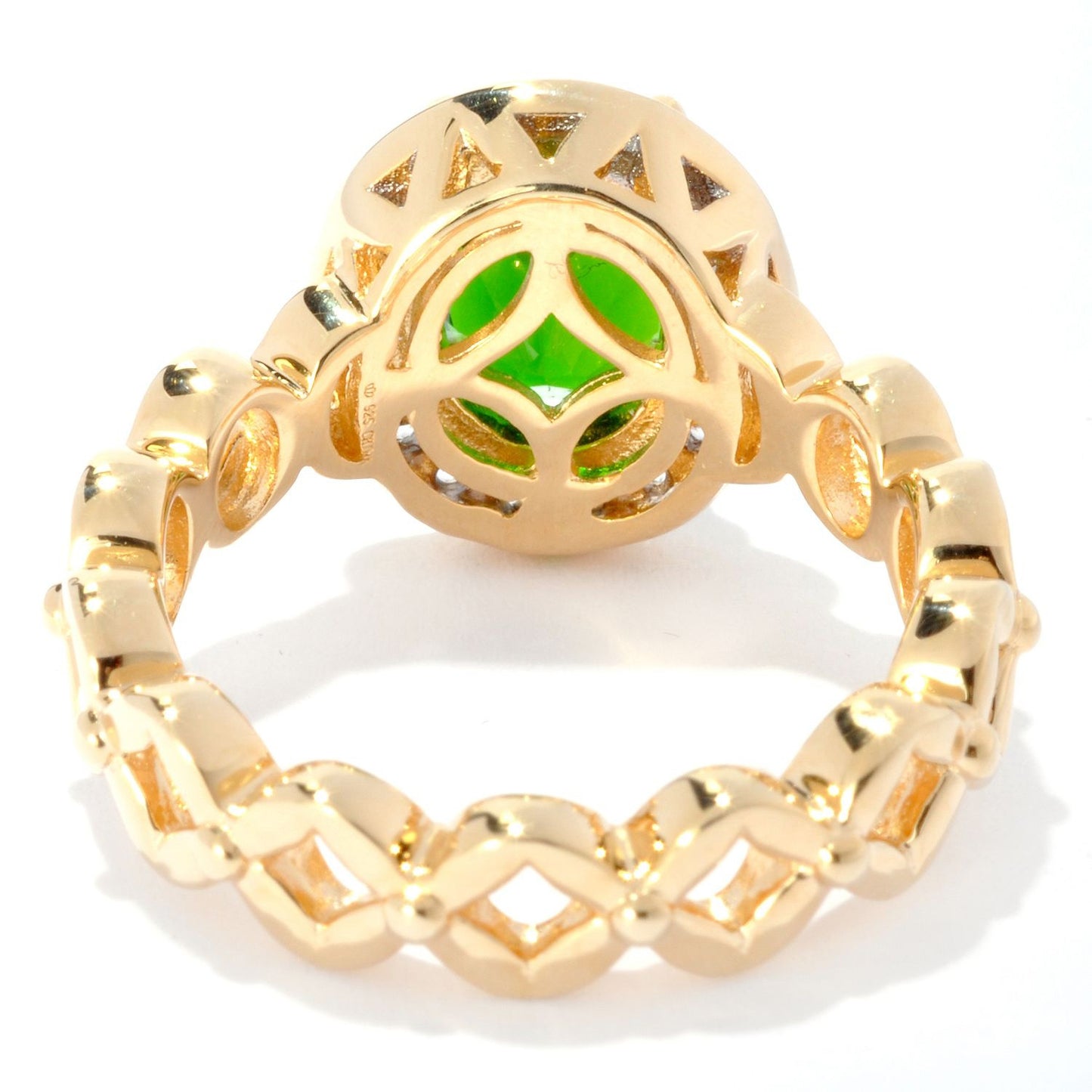 Pinctore 18K Yellow Gold Plated Over Silver 2.74ctw Chrome Diopside Solitaire Ring