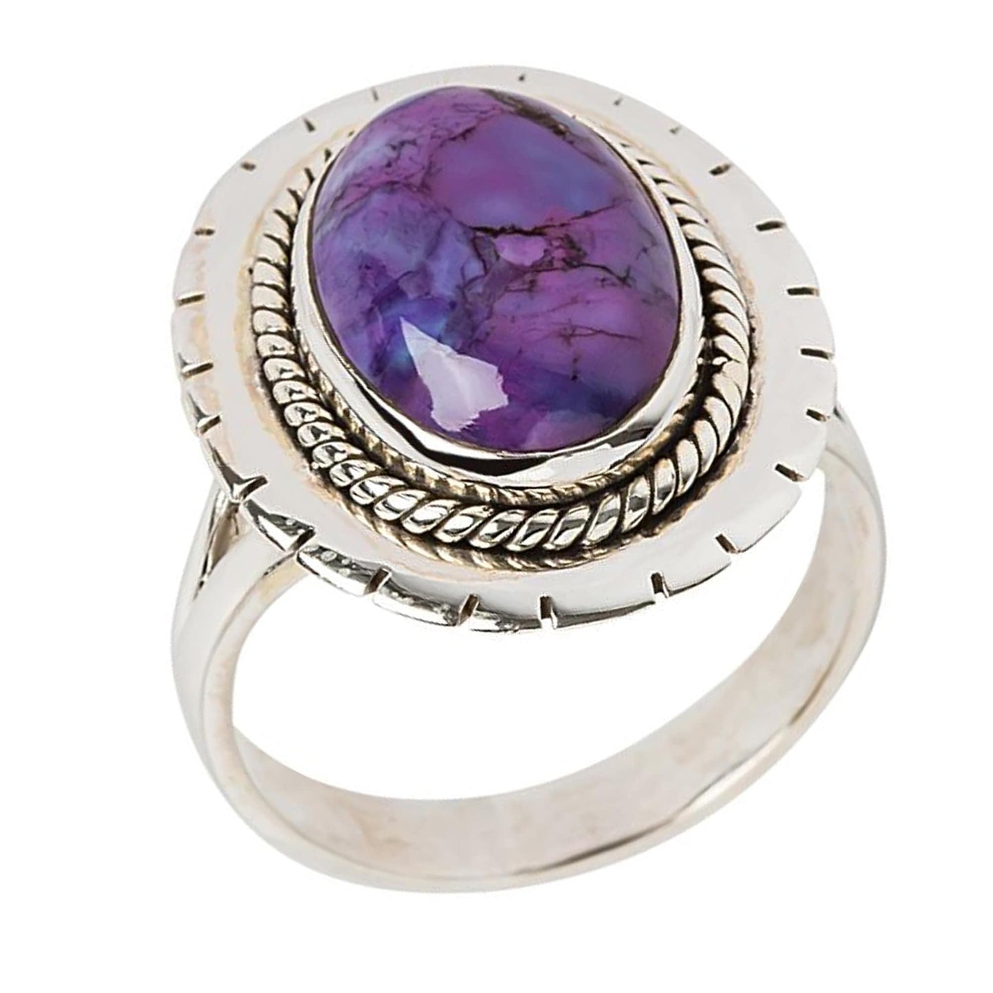 Natural Purple Mohave Turquoise Gemstone Ring 925 Sterling Silver Ring Boho Ring For Women Solitaire Ring Fine Jewelry Gift For Her
