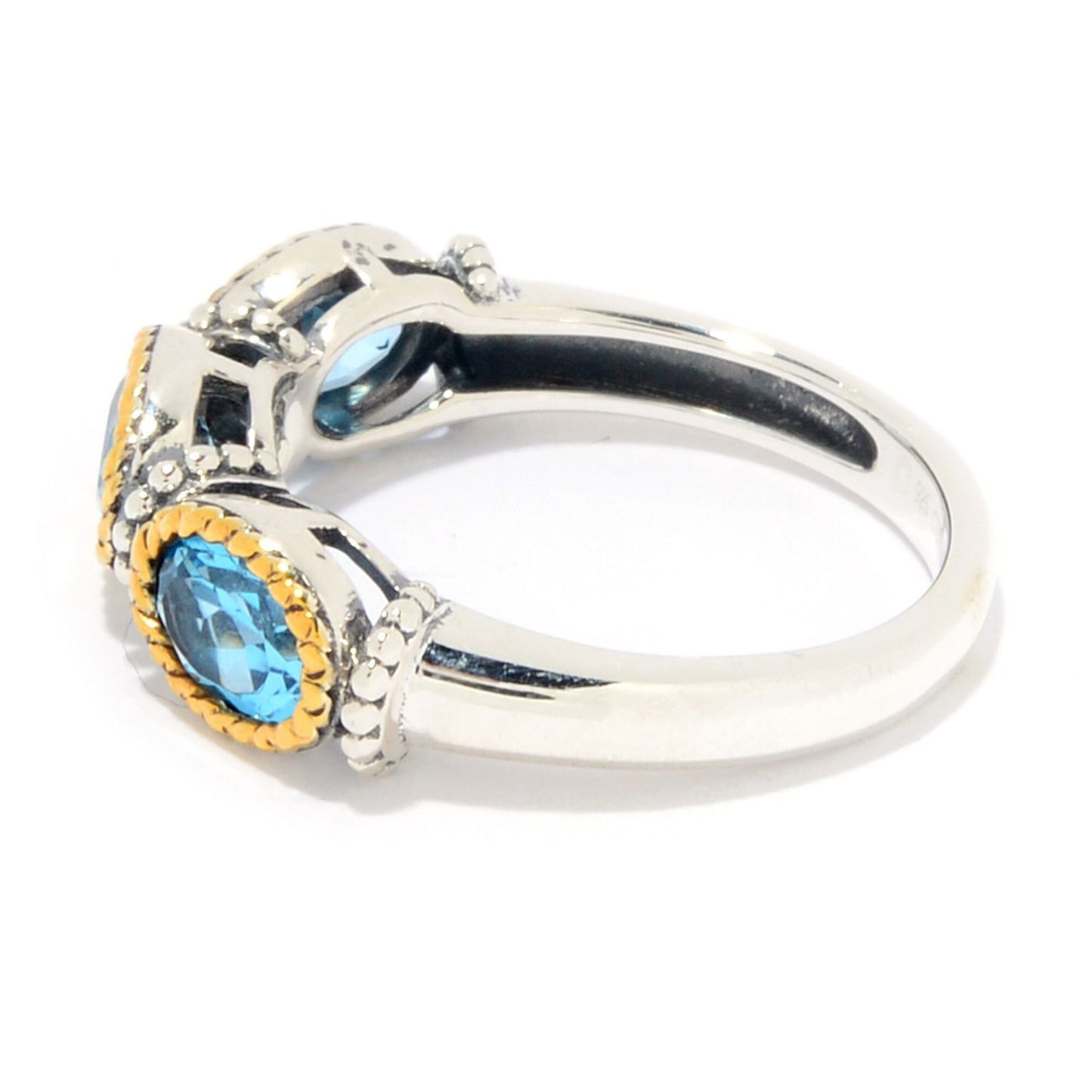 925 Sterling Silver Swiss Blue Topaz 3-Stone Rings