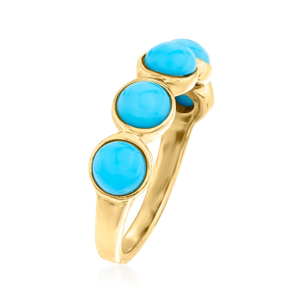 18k Yellow Gold Plated Over Sterling Silver Sleeping Beauty Turquoise 5-Stone Ring