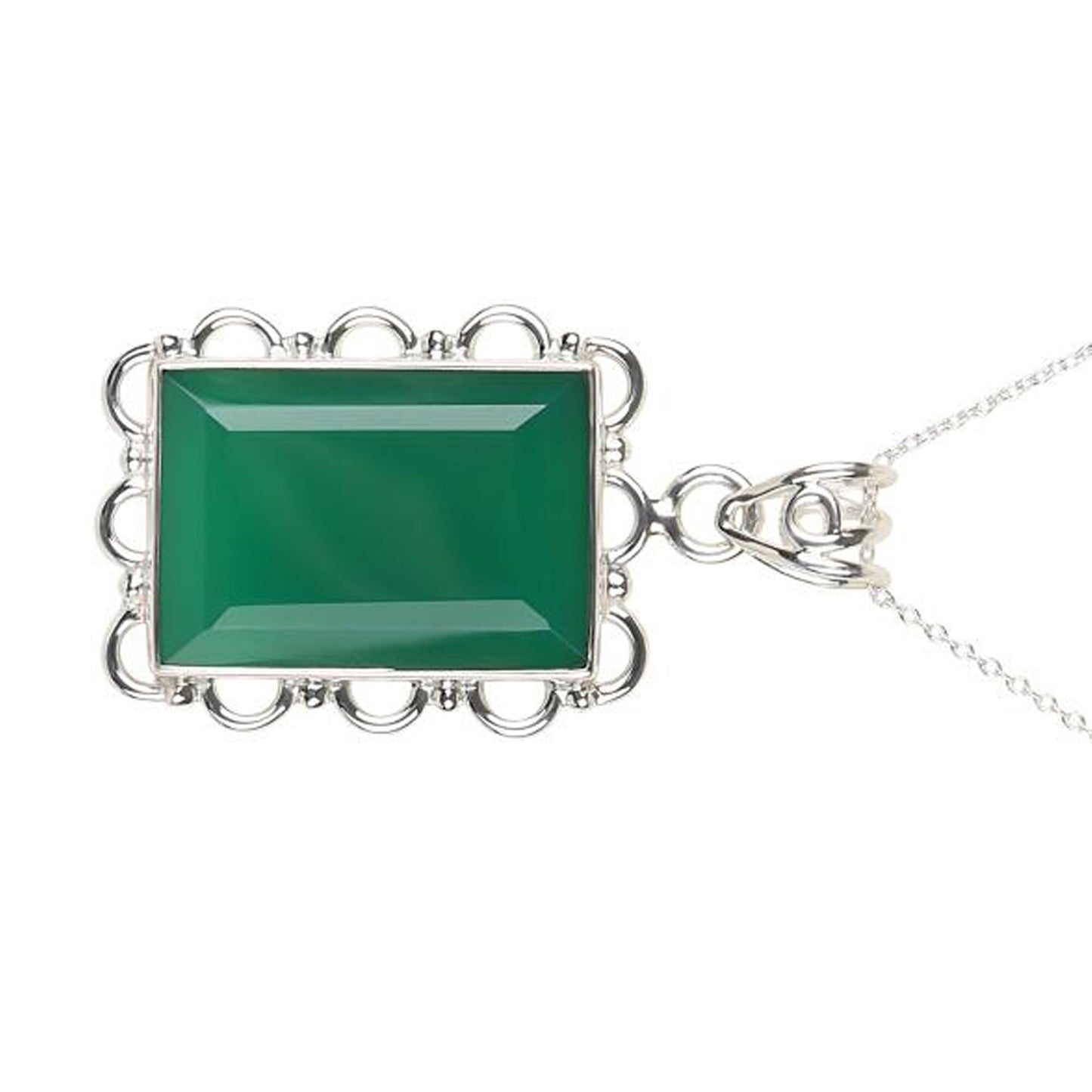 Sterling Silver Green Onyx Gemstone Pendants