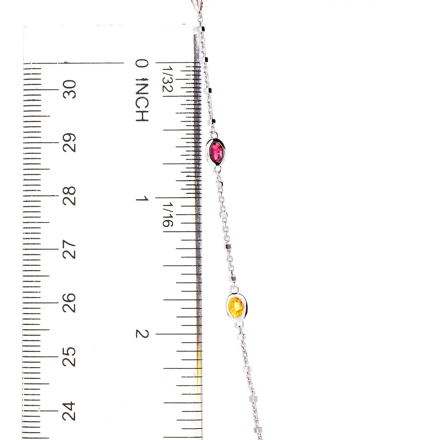 925 Sterling Silver Multi Sapphire Gemstone Women Long Necklace 18",24",32 Inches