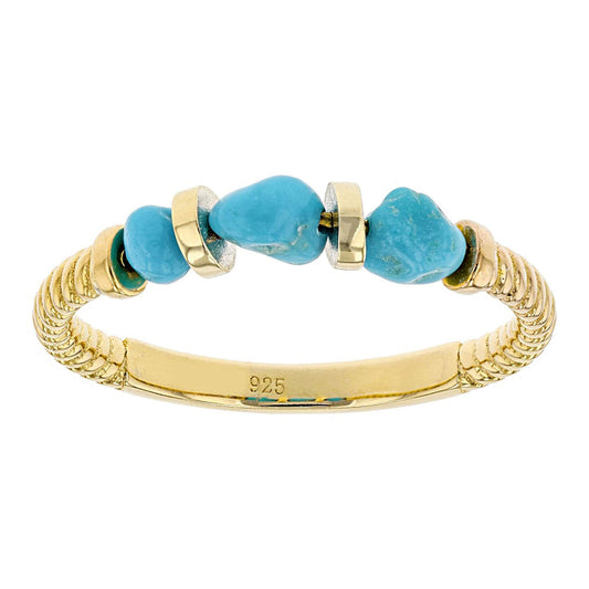 18k Yellow gold Plated Over Sterling Silver Sleeping Beauty Turquoise Ring