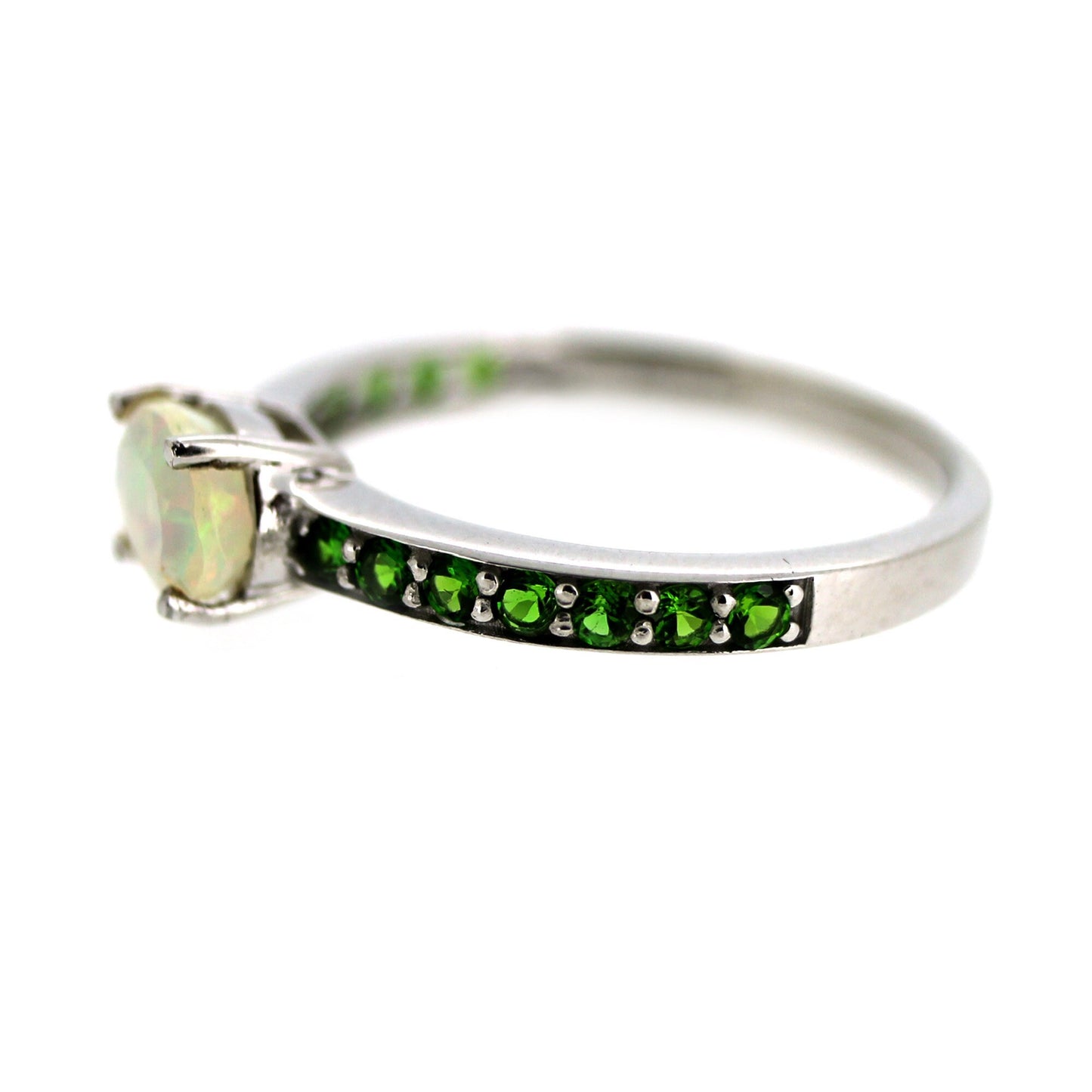 925 Sterling Silver Ethiopian Opal and London Blue Topaz Gemstone Solitaire Ring