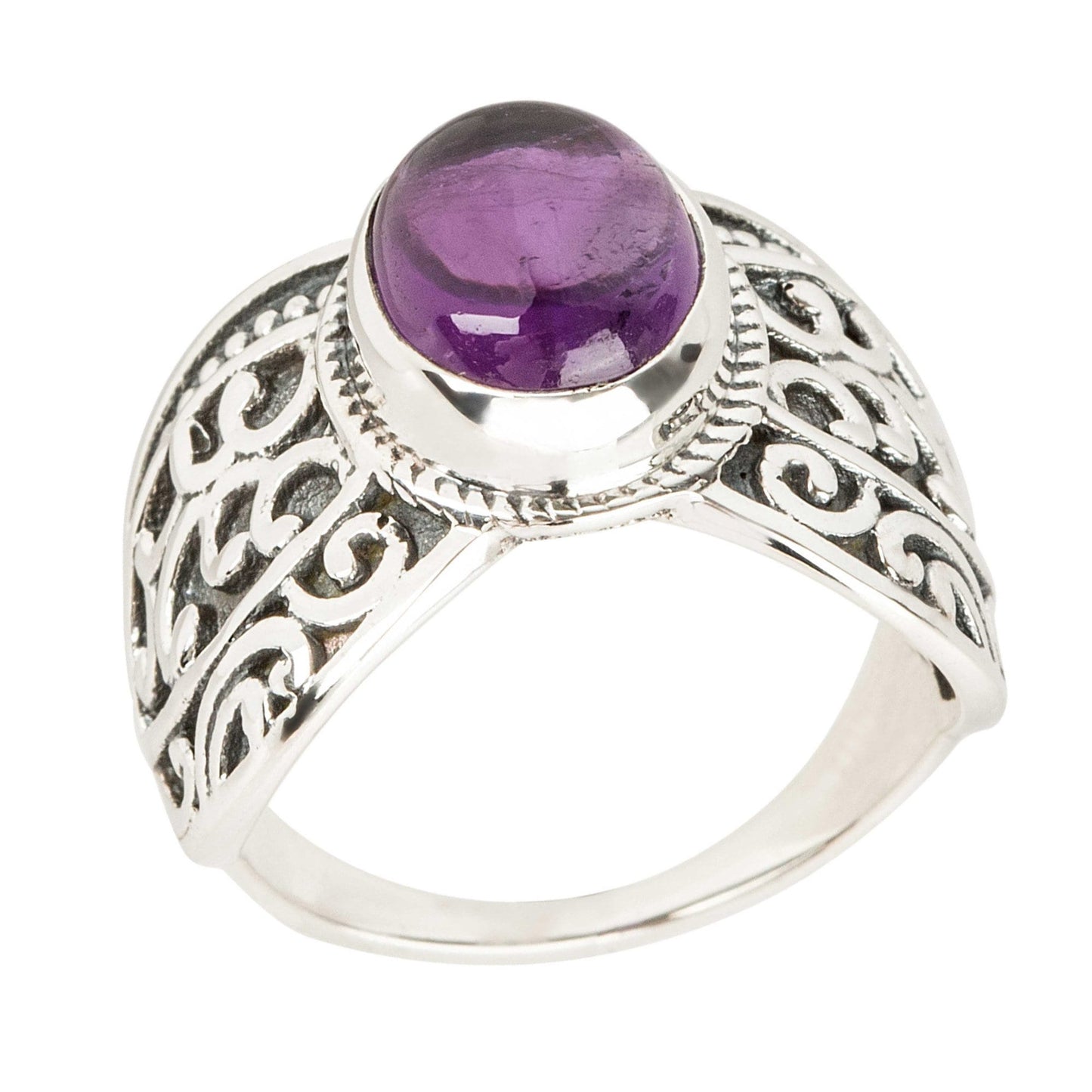 Natural African Amethyst Gemstone Ring 925 Sterling Silver Ring Boho Ring For Women Solitaire Ring Fine Jewelry Gift For Her