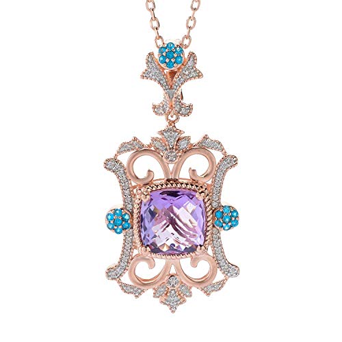 Pinctore Pink Amethyst, Neon Apatite & White Zircon Enhancer Pendant w/ 24" Link Chain