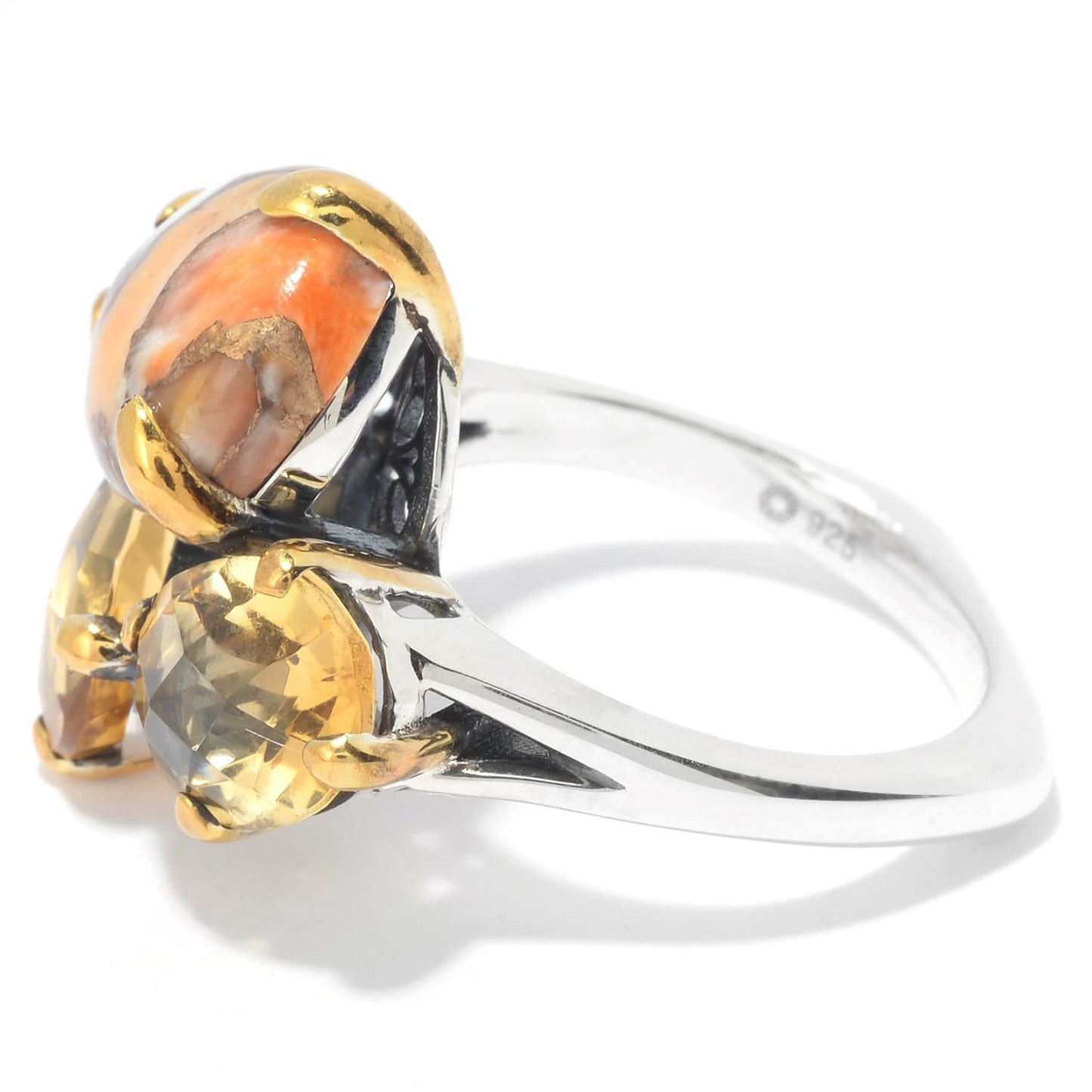 925 Sterling Silver Pink Amethyst and Charoite 3-Stone Ring