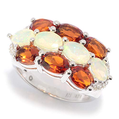 Pinctore 925 Sterling Silver Ethiopian Opal and Madeira Citrine Gemstone Cocktail Ring