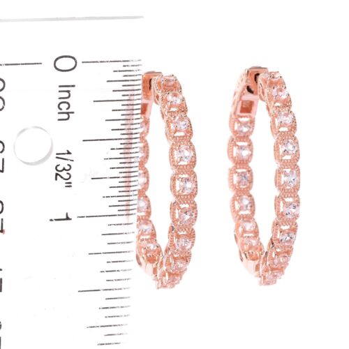 Rose Gold Over Sterling Silver Morganite Hoop Earrings