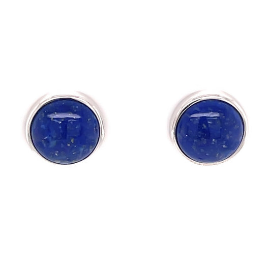 925 Sterling Silver Lapis Lazulli Gemstone Stud Earrings