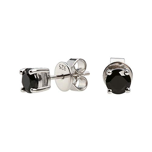 925 Sterling Silver Black Spinel Gemstone Stud Earrings