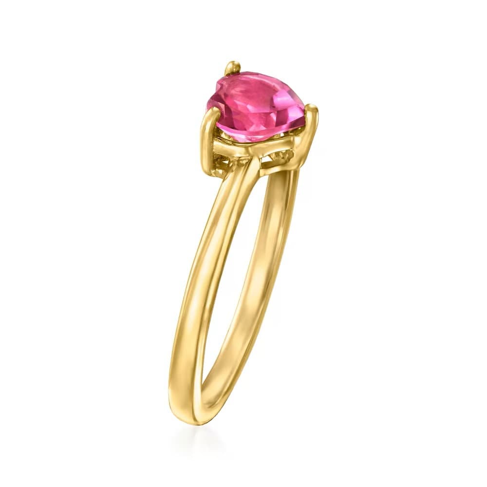 18k Yellow Gold Plated Over Sterling Silver Pink Topaz Gemstone Pendant, Earrings And Ring Jewelry Sets