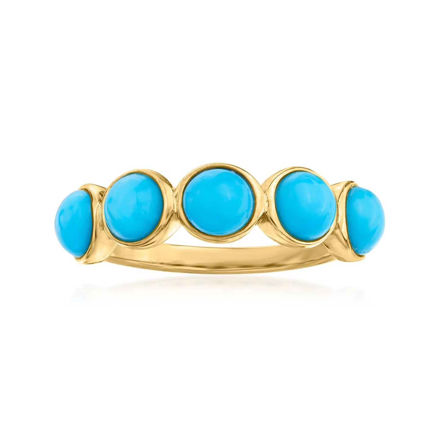 18k Yellow Gold Plated Over Sterling Silver Sleeping Beauty Turquoise 5-Stone Ring