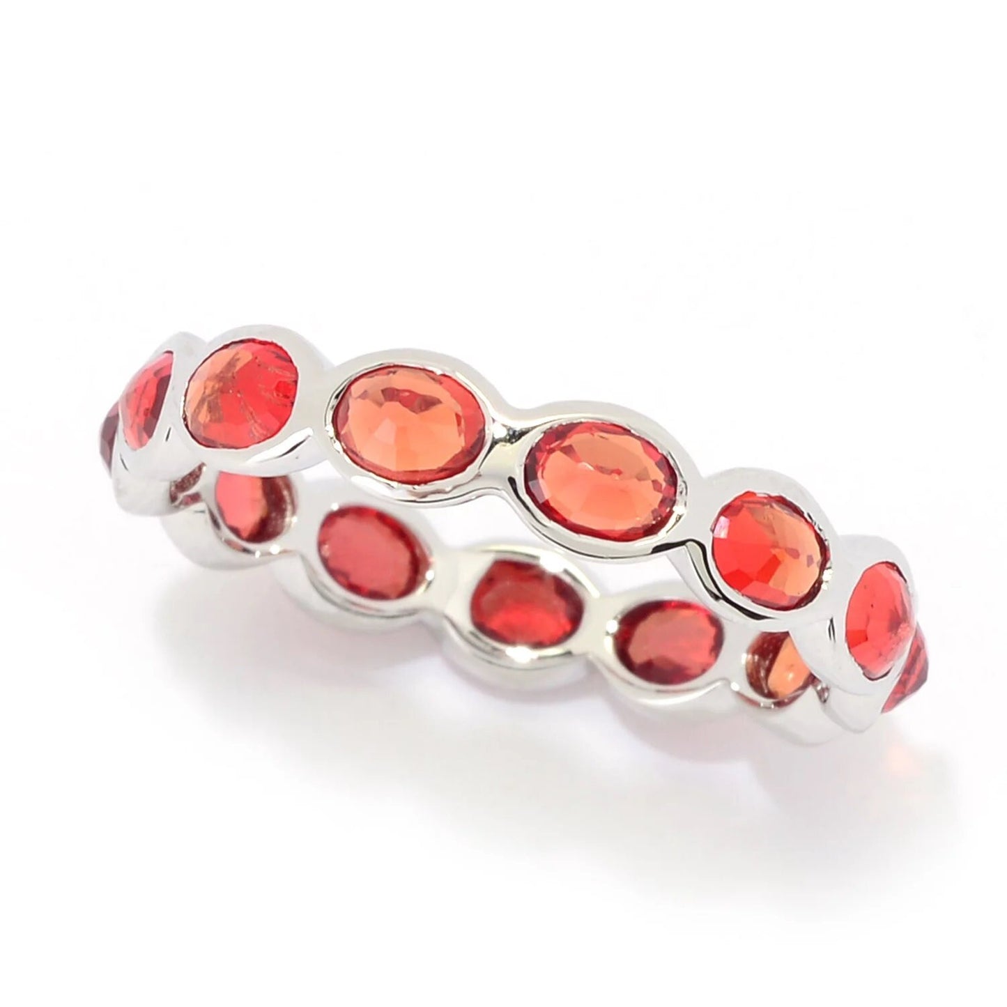 925 Sterling Silver Yellow Sapphire, Red Sapphire And Blue Sapphire Gemstone Band Rings