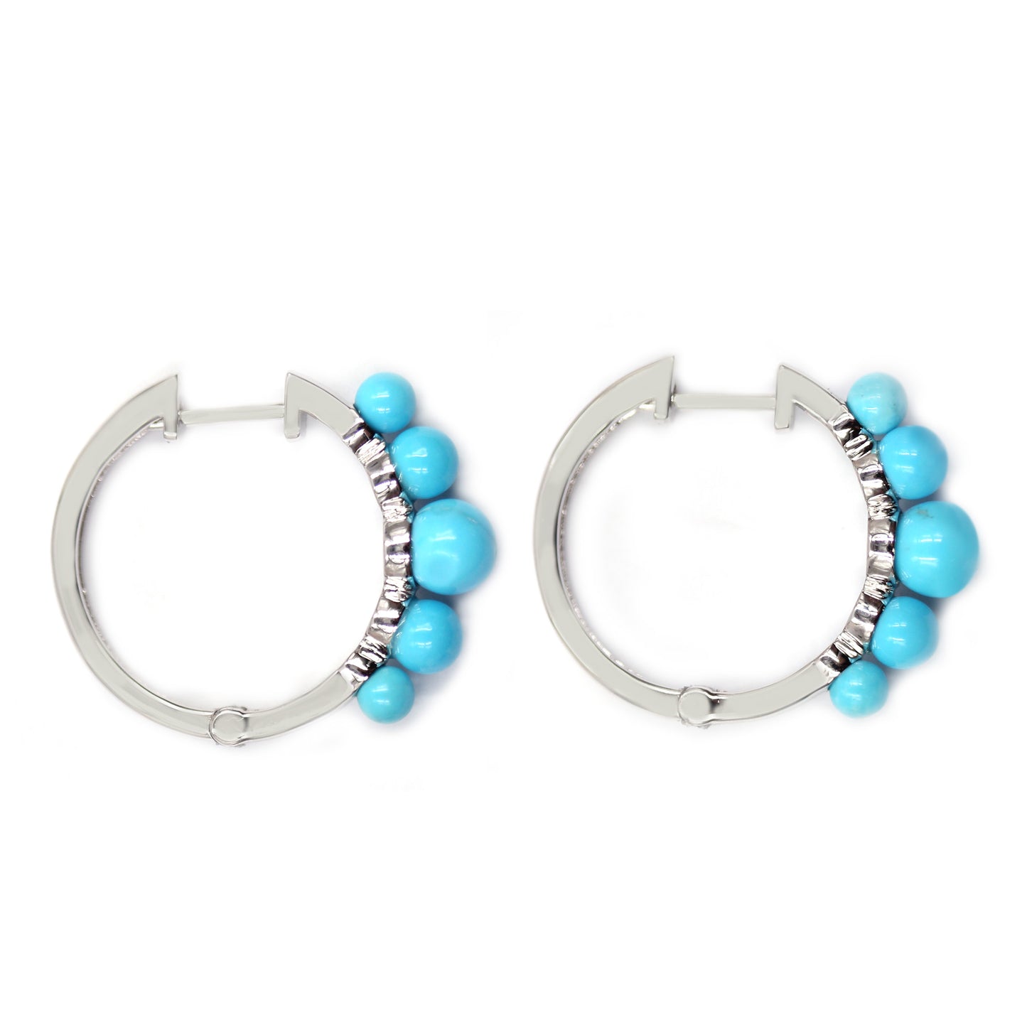925 Sterling Silver Sleeping Beauty Turquoise Hoop Earrings