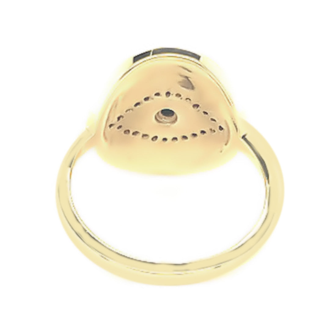 Sterling Silver Campitos Turquoise, White Zircon Gemstone Evil Eye Rings