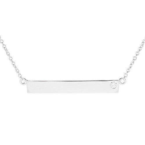 Pinctore Sterling Silver White Zircon Charm Pendant w/ 16" Chain