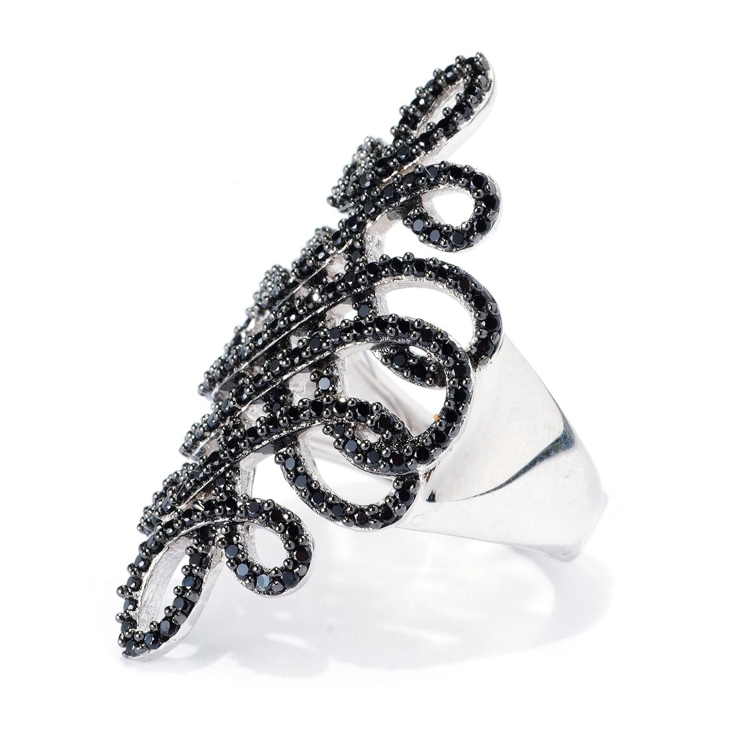 925 Sterling Silver Black Spinel Gemstone Classic Ring