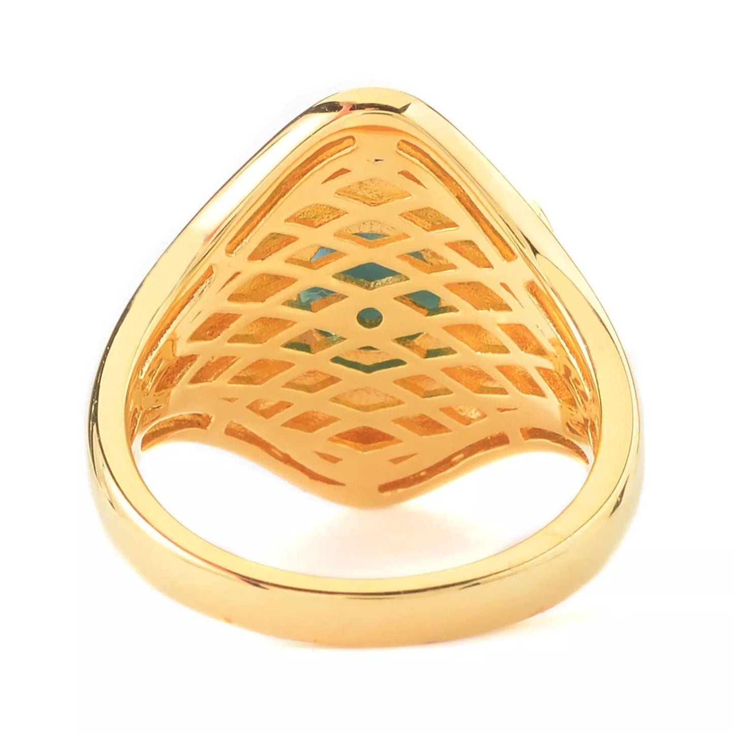 Yellow Gold Over Sterling Silver Sleeping Beauty Turquoise Gemstone Ring For Womens