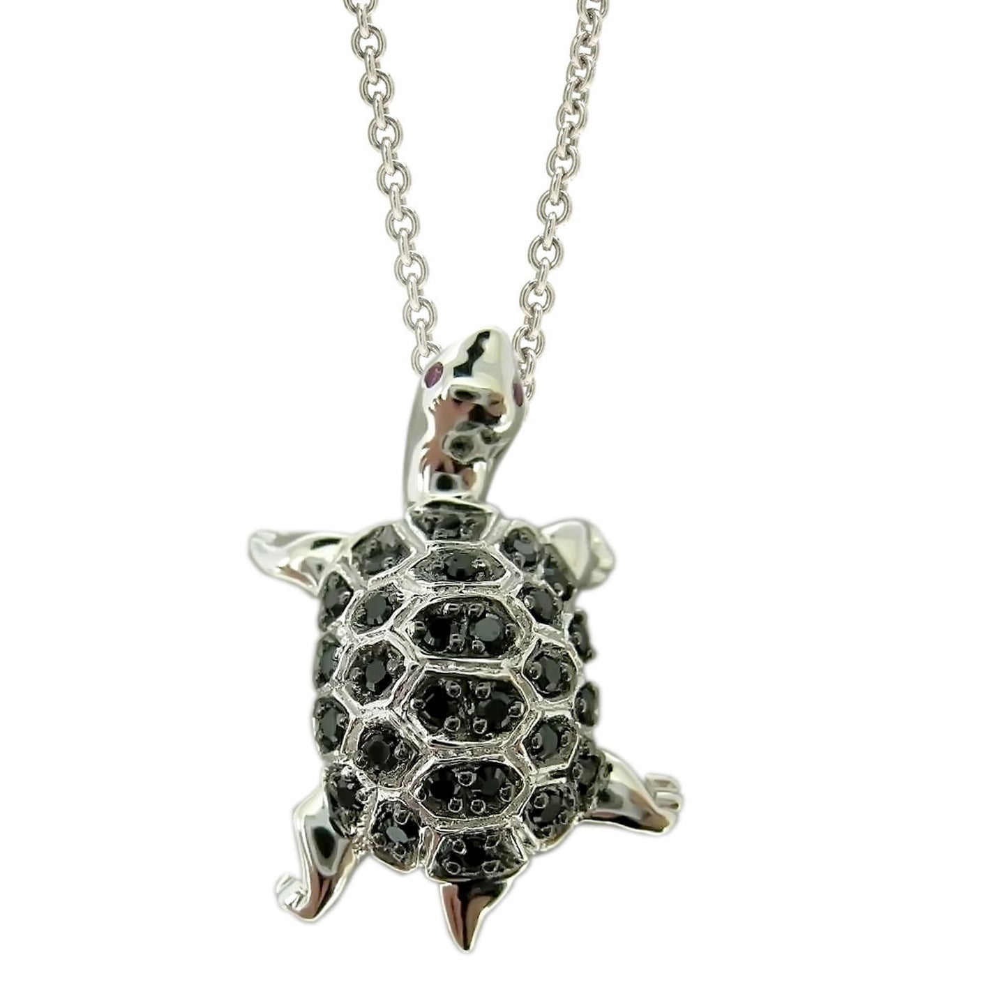 925 Sterling Silver Black Spinel Gemstone Turtle Tortoise Pendants