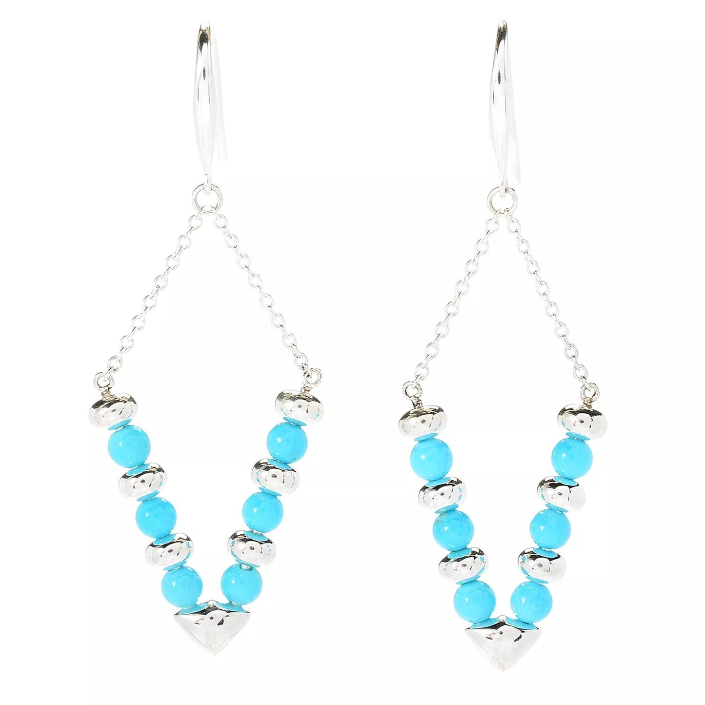 Natural Sleeping Beauty Turquoise Gemstone Dangle Earrings, 925 Sterling Silver Dangle Earrings, Anniversary Gift, Gift For Her