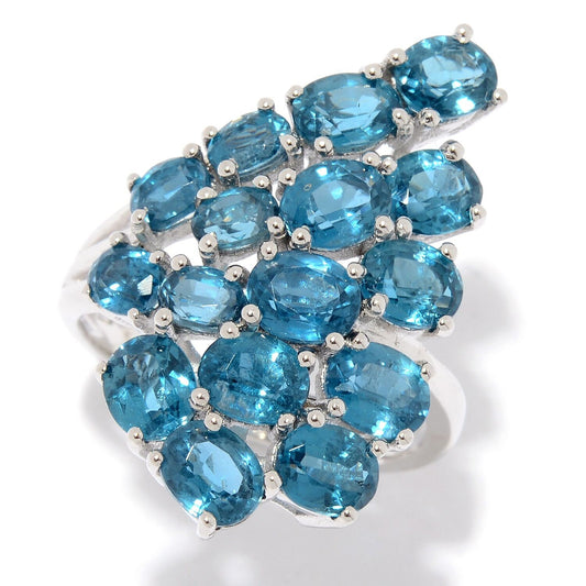 925 Sterling Silver Teal Kyanite Gemstone Cocktail Ring