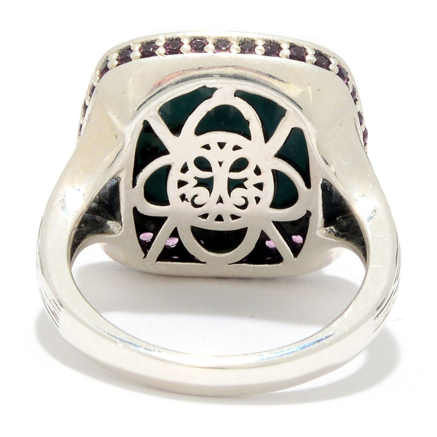 925 Sterling Silver Turquoise and Rhodolite Garnet Gemstone Cocktail Ring