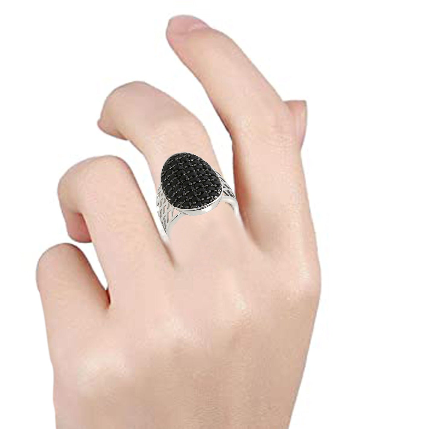 925 Sterling Silver Black Spinel Gemstone Ring