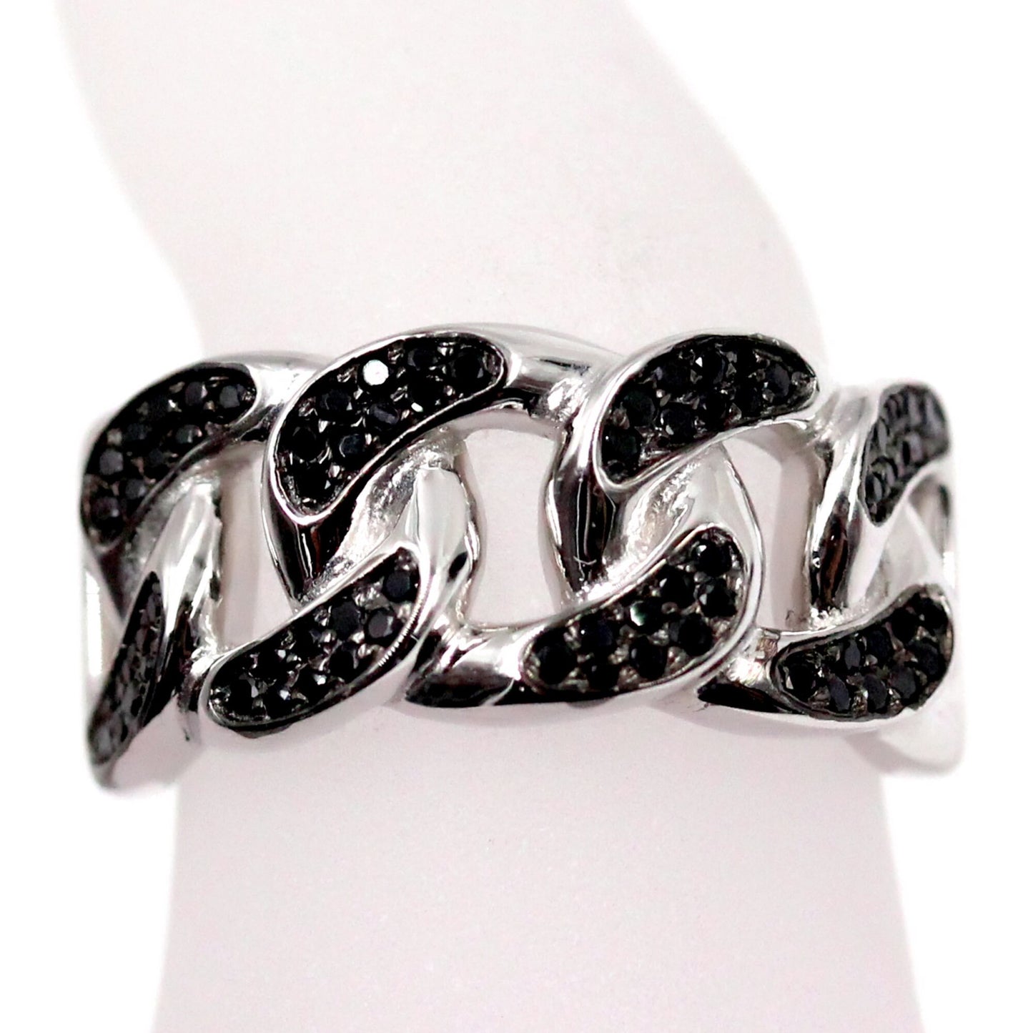 925 Sterling Silver Black Spinel Gemstone Band Ring