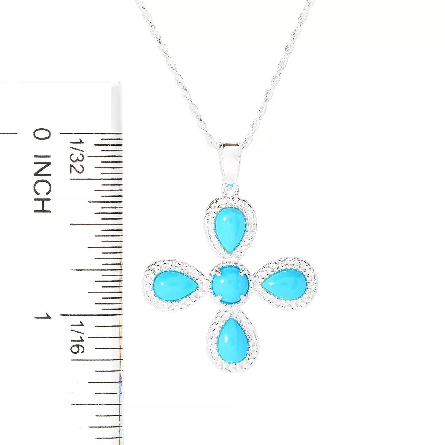 925 Sterling Silver Sleeping Beauty Turquoise Gemstone " Cross Pendant " Pendants