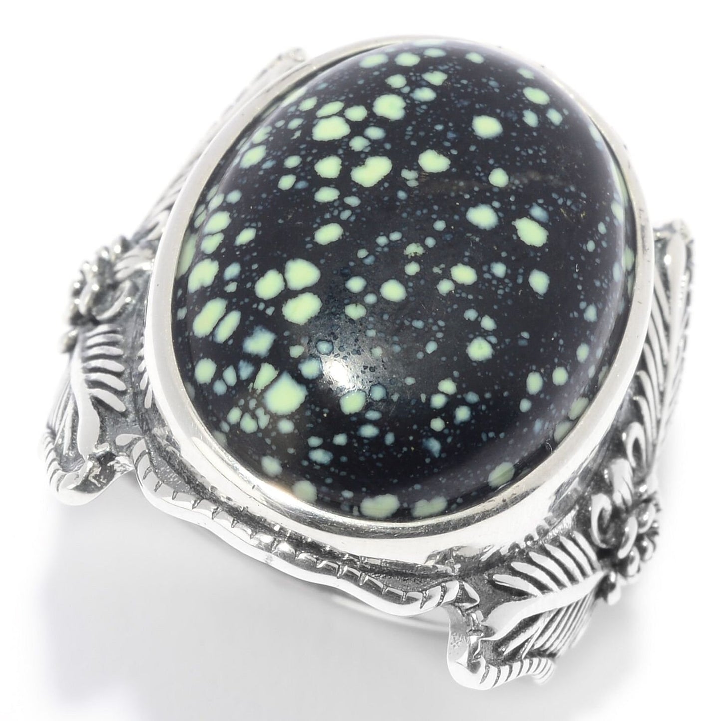 925 Sterling Silver Black New Lander Gemstone Solitaire Ring