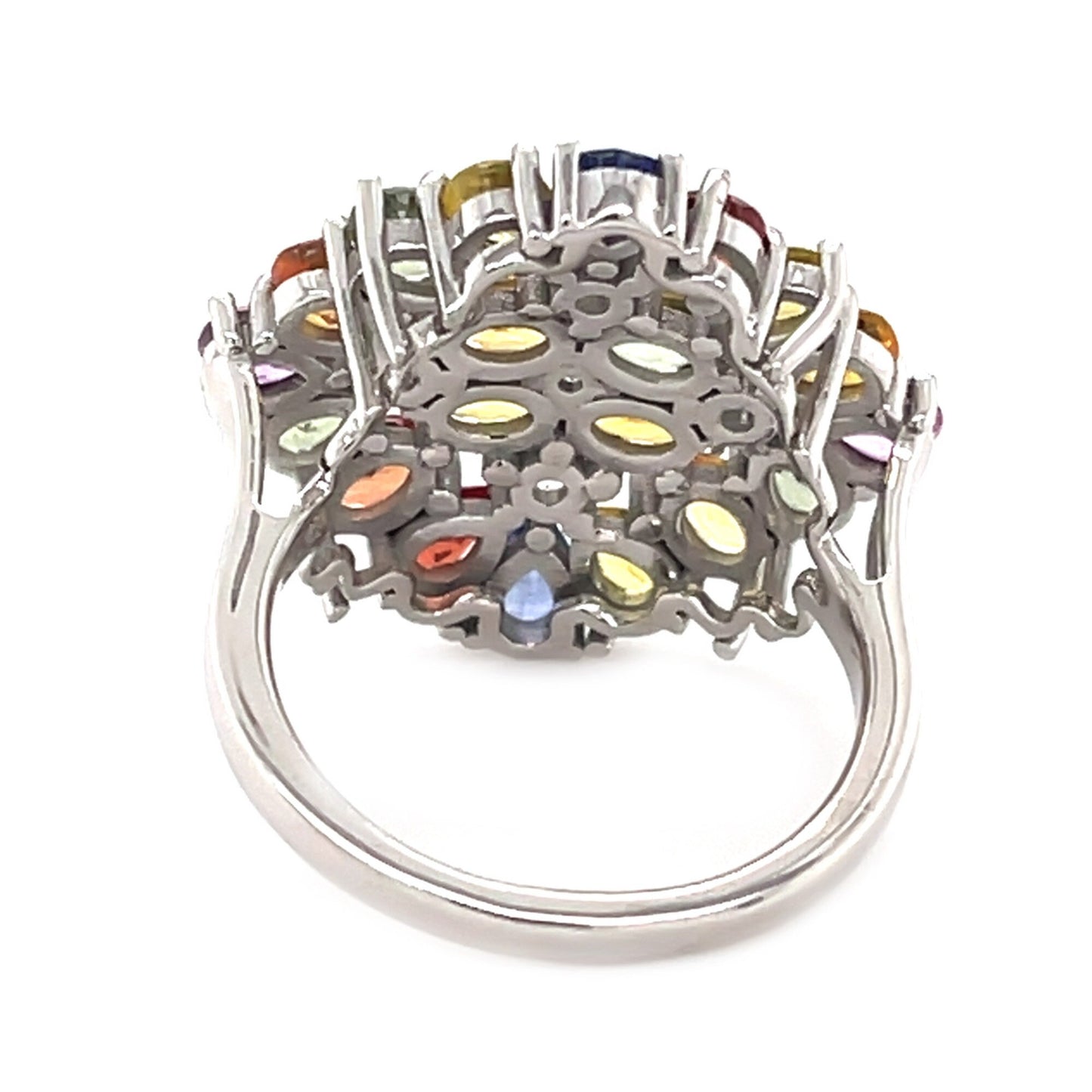 925 Sterling Silver Multi Sapphire And White Zircon Cluster Ring For Women's And Girls