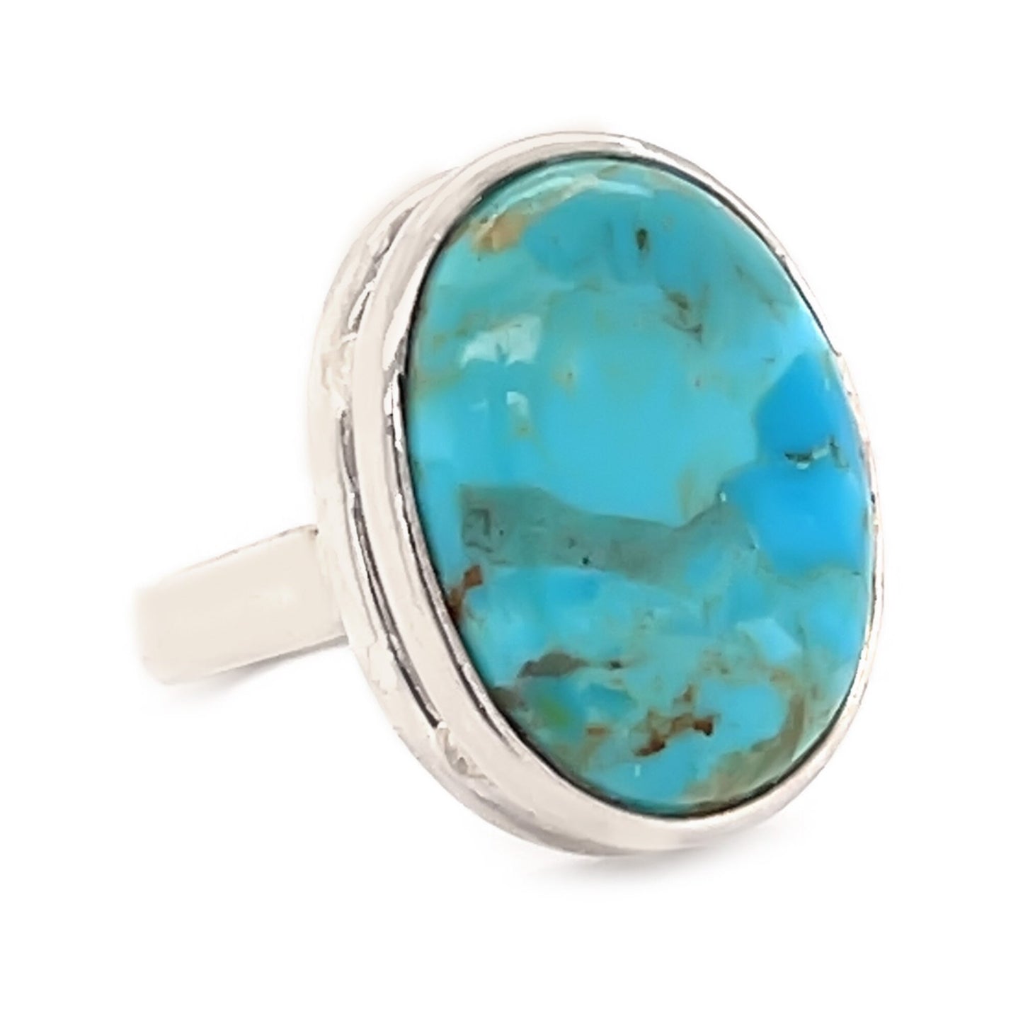 Sterling Silver Blue Mohave Turquoise Gemstone Solitaire Boho Ring