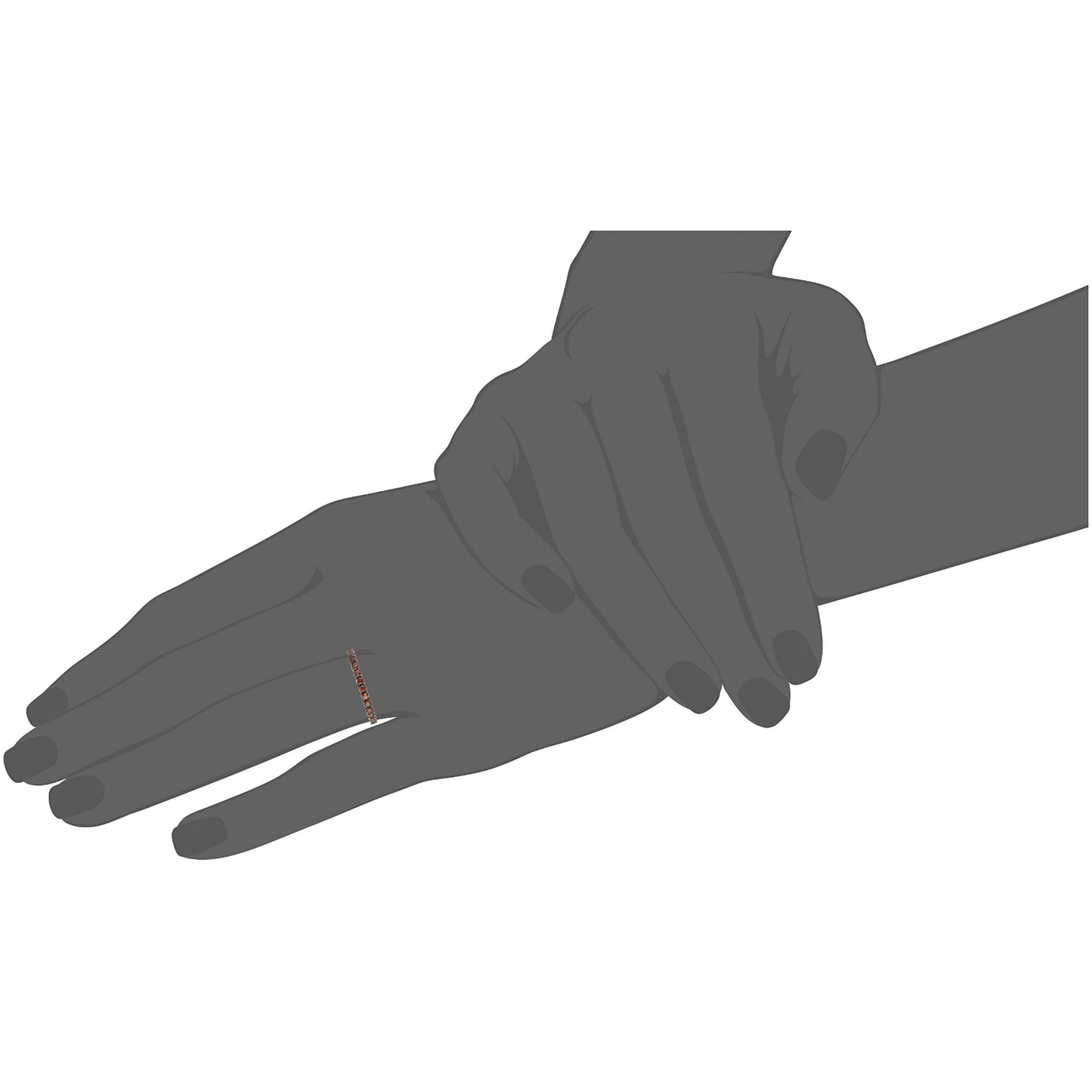 14KT White Gold Red Garnet Gemstone Band Ring