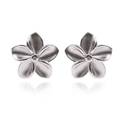 Sterling Silver Diamond (0.01 cttw HI Color, I1-I2 Clarity) Flower Stud Earrings